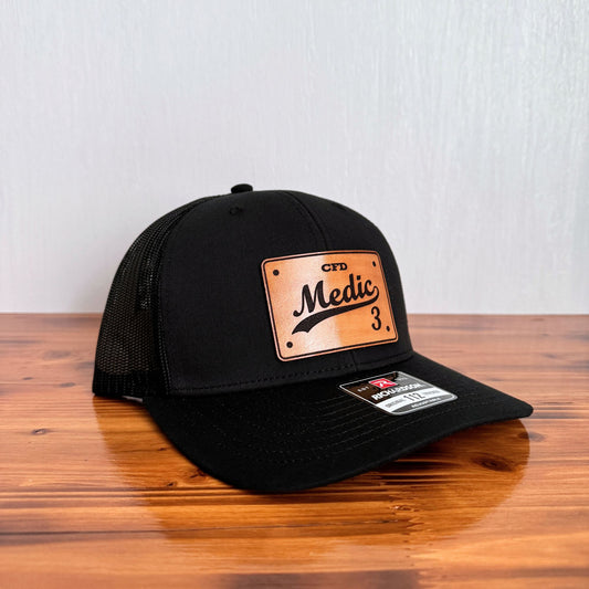 Custom Medic Hat – Leather Patch EMS / Paramedic Trucker Cap