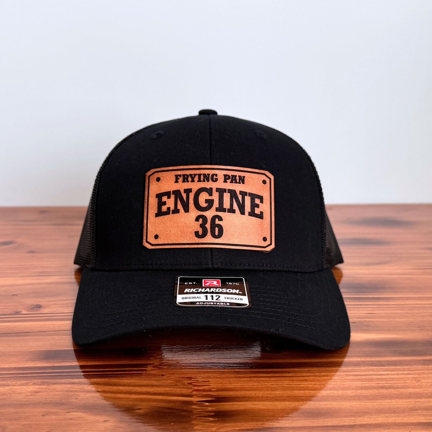 Custom Firefighter Leather Patch Hat (Fire Dept., Unit, Number)