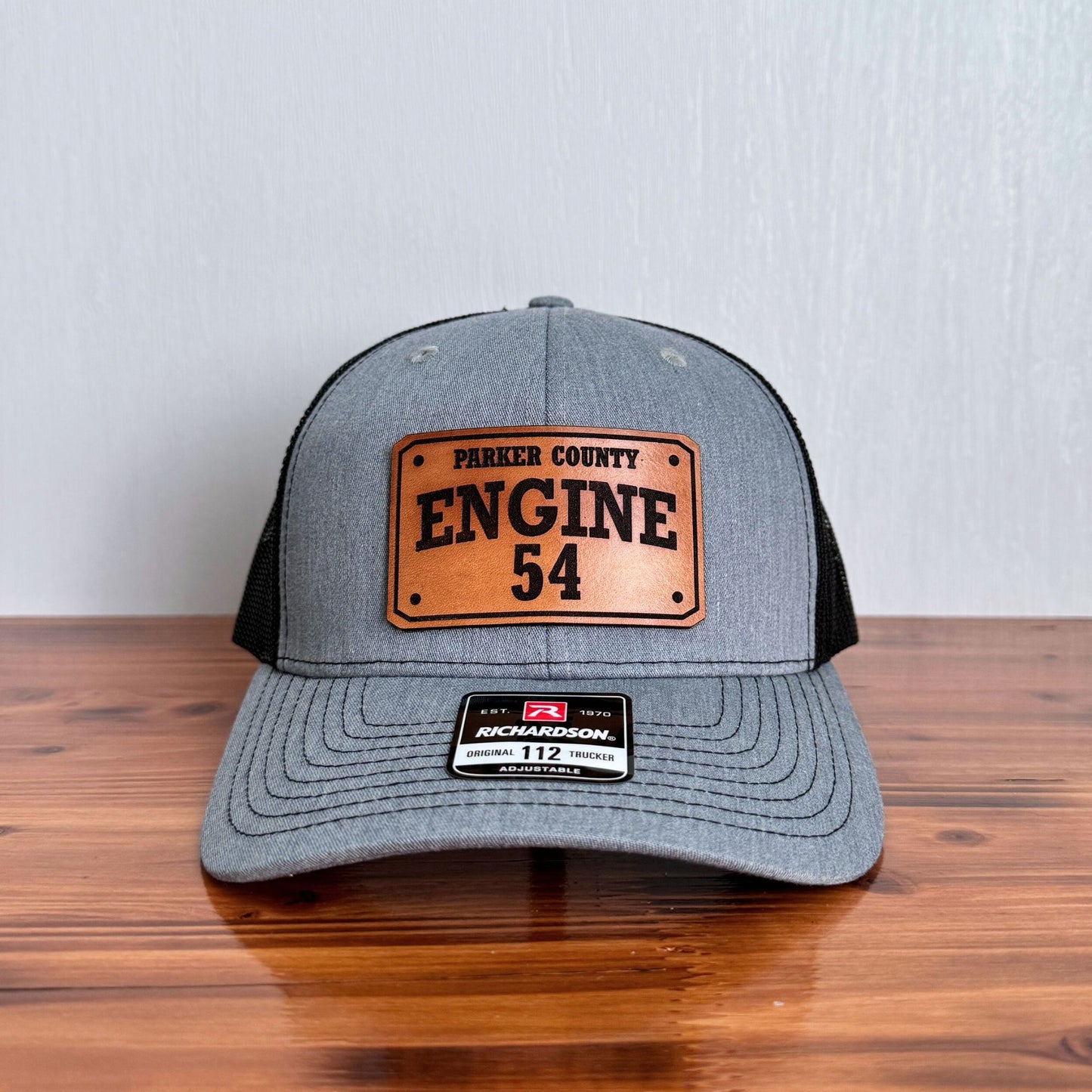 Custom Firefighter Leather Patch Hat (Fire Dept., Unit, Number)