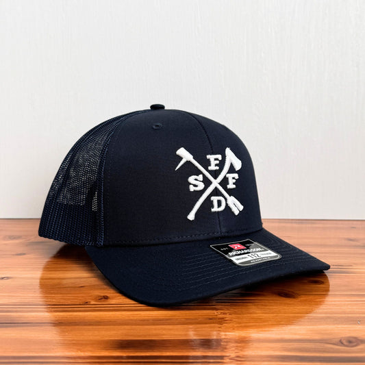 Custom Firefighter Initials Hat – 3D Puff Embroidered Cap with Halligan & Axe