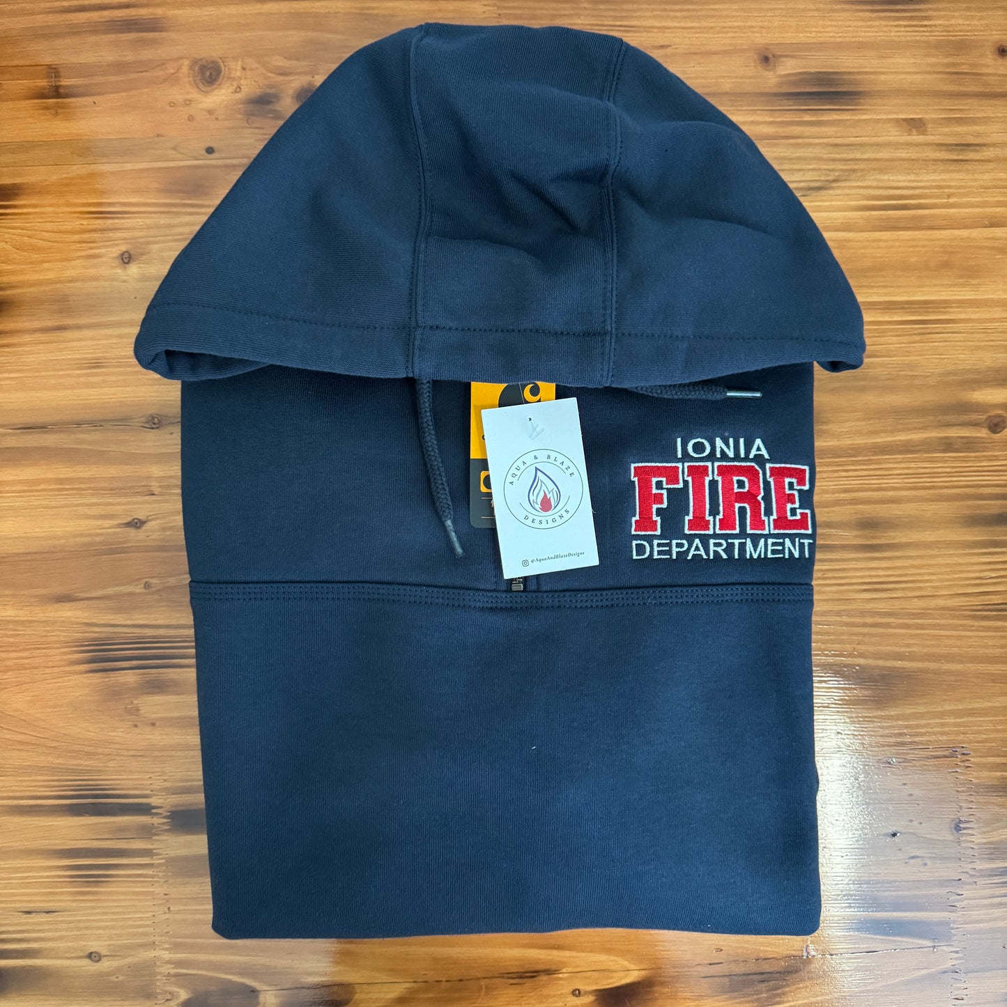 Custom Firefighter Quarter-Zip Carhartt Hoodie (Varsity Style)