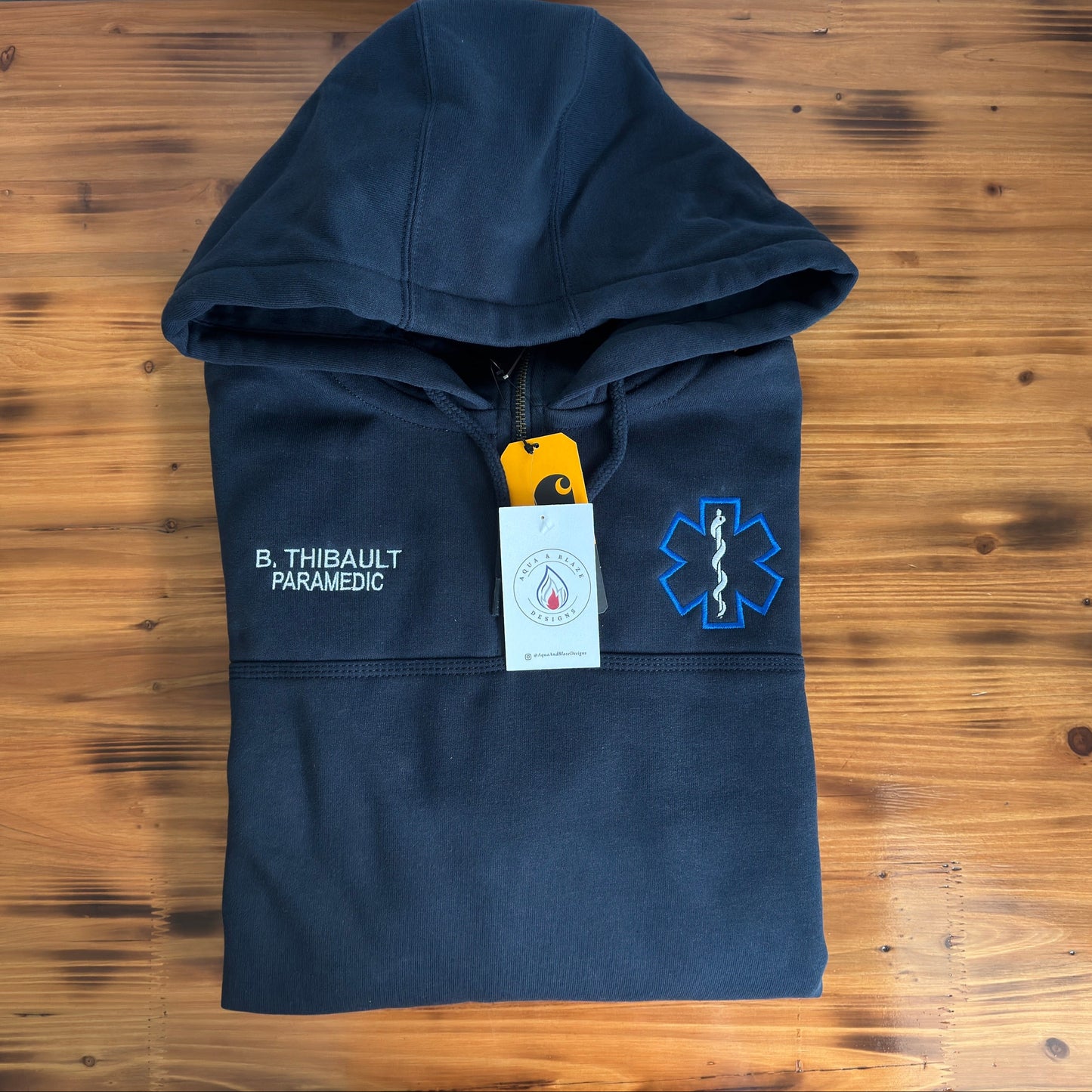 Custom EMS Carhartt Hoodie (Outline of Star of Life)