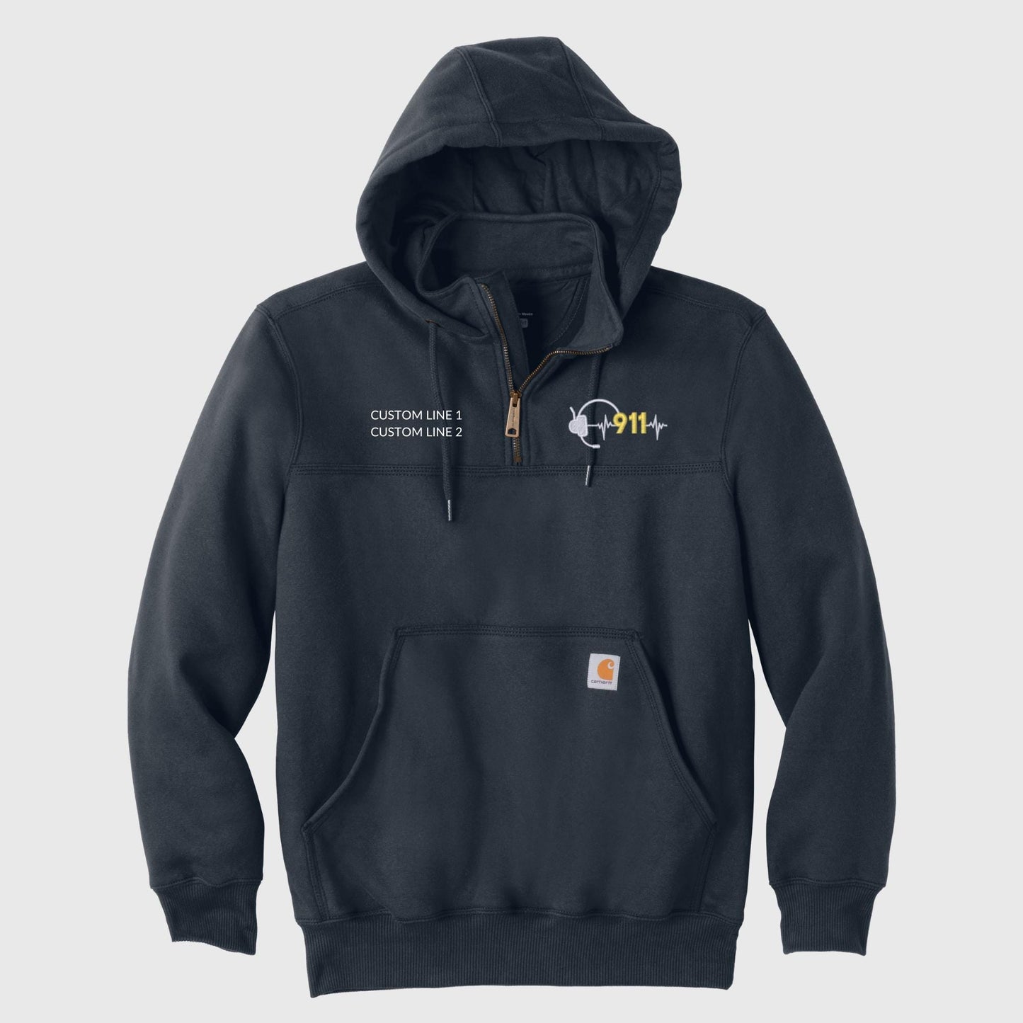Custom 911 Dispatcher Carhartt Hoodie (Headset and Heartbeat)