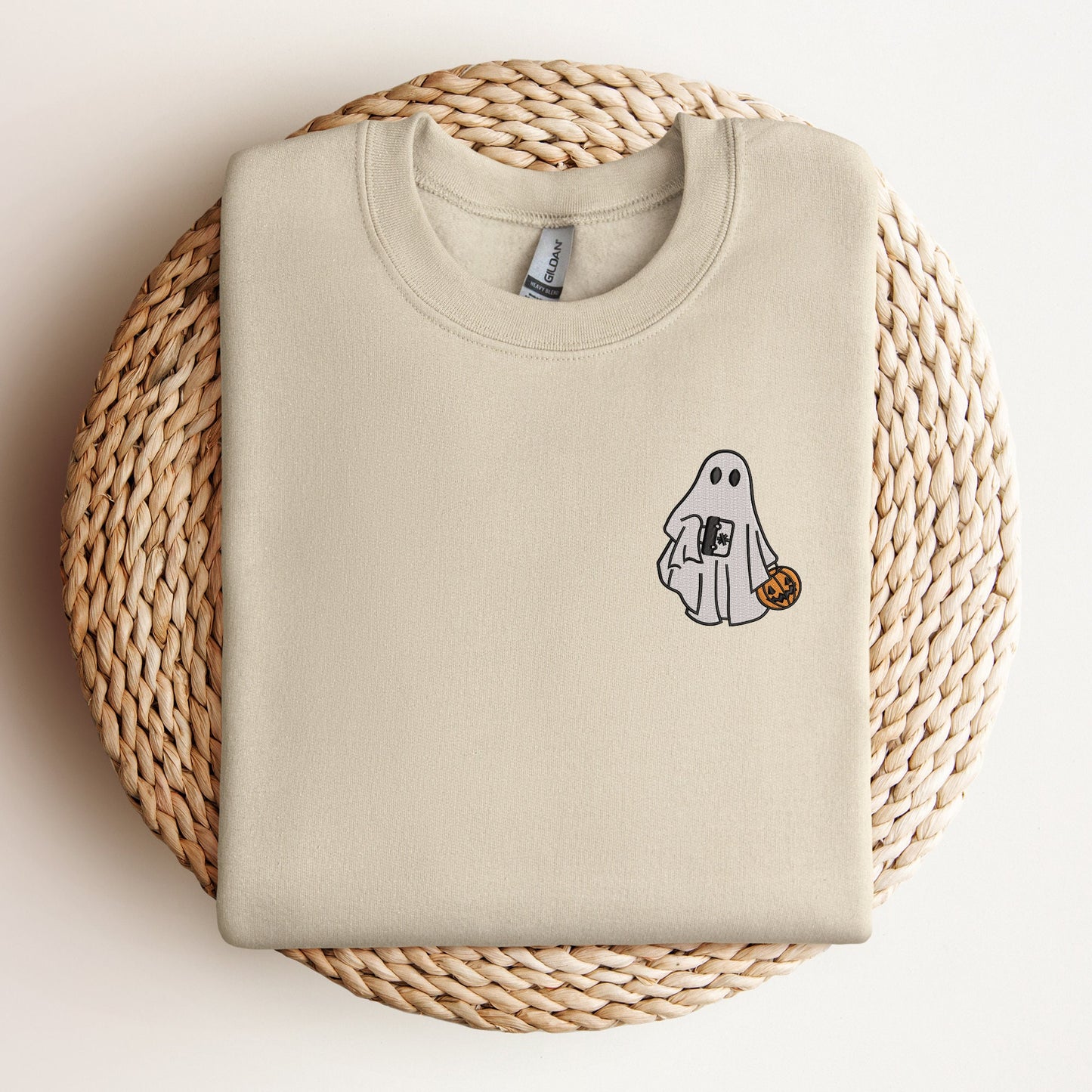 EMT Ghost Halloween Sweatshirt – Cute Embroidered First Responder Sweater with Medical Bag