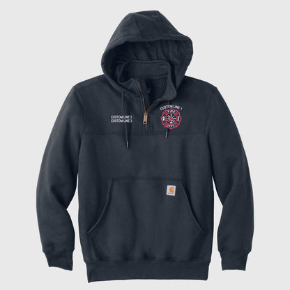 Custom Firefighter Quarter-Zip Carhartt Hoodie with Maltese Cross