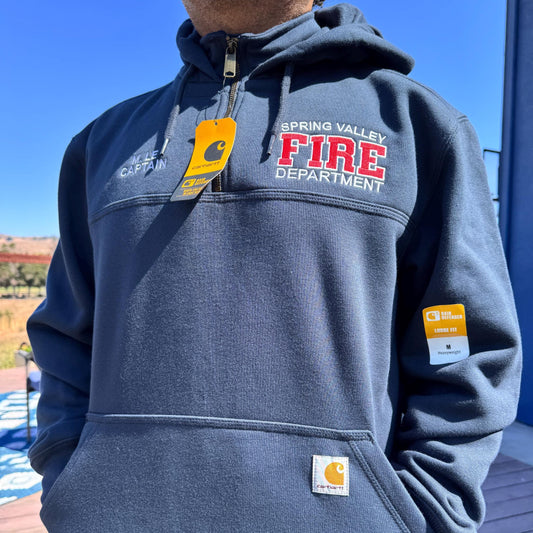 Custom Firefighter Quarter-Zip Carhartt Hoodie (Varsity Style)