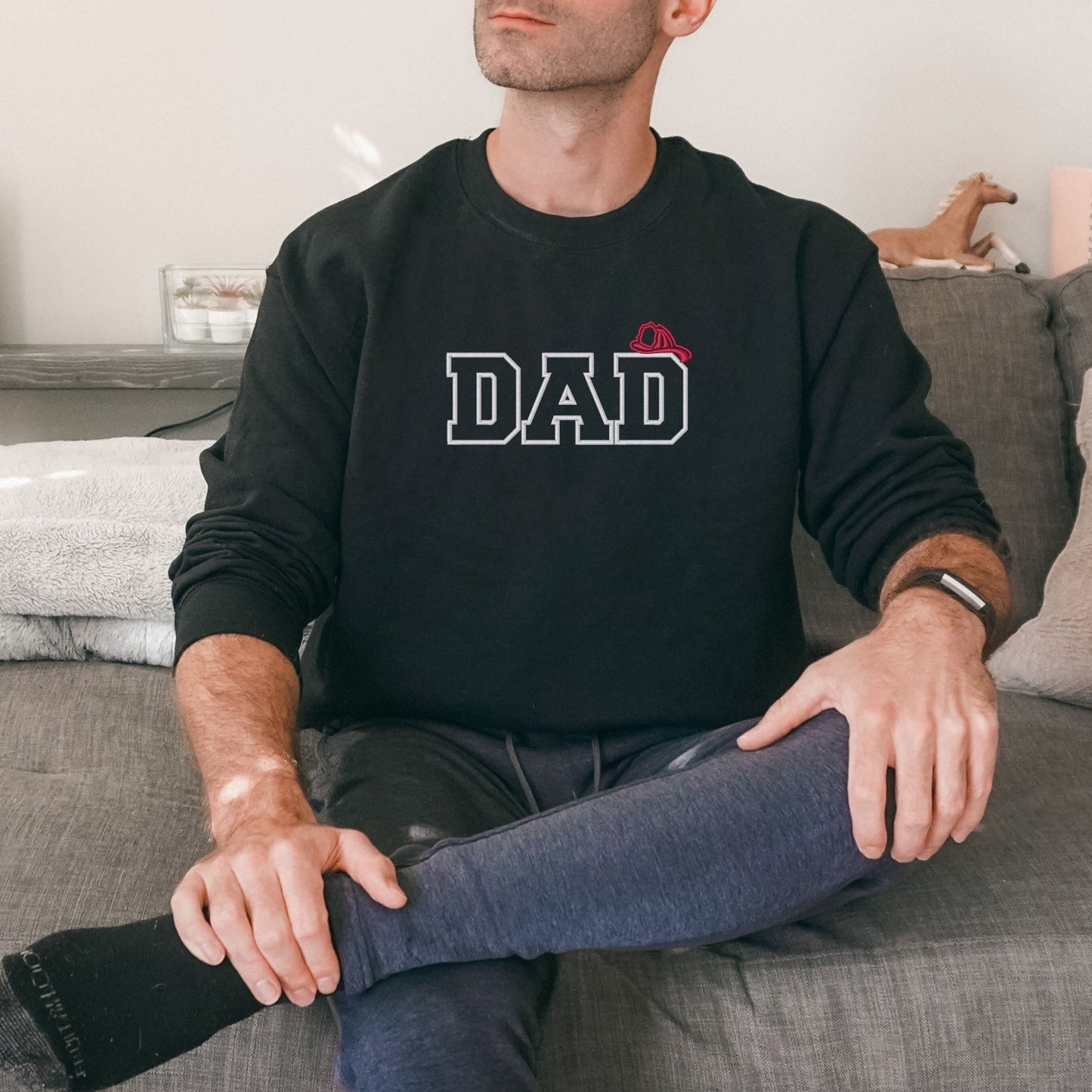 Firefighter Dad Sweatshirt with Fire Helmet