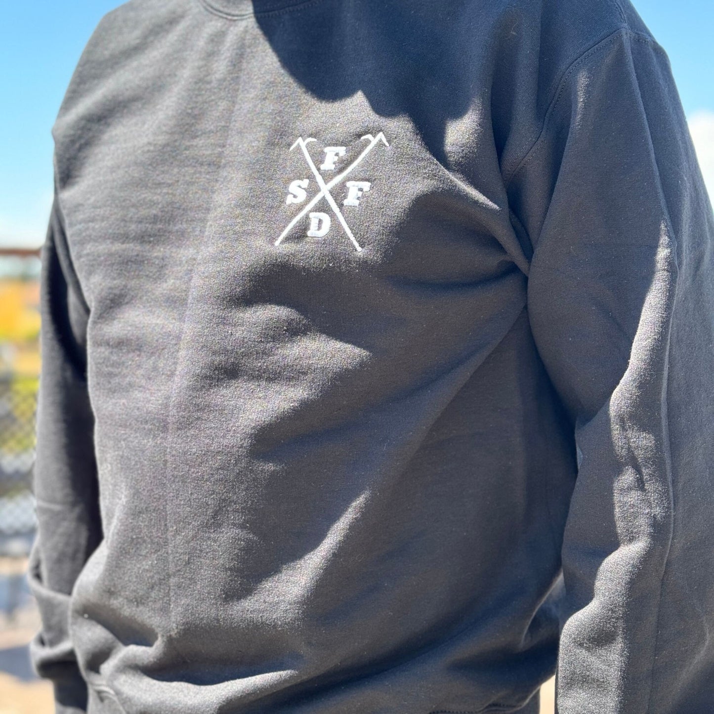 Custom Fire Department Sweatshirt (Crossed Halligan Hooks)