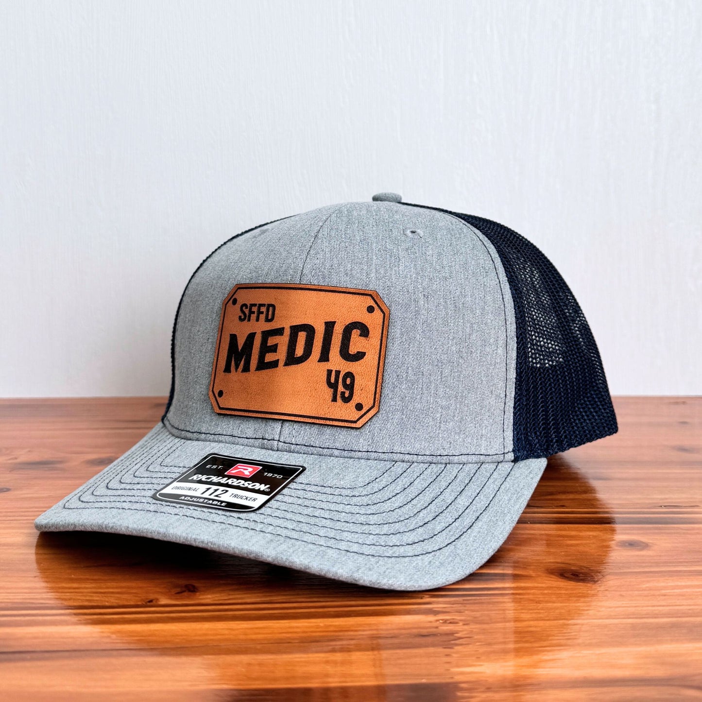 Custom Firefighter Leather Patch Hat (Apparatus & Dept. Initials)