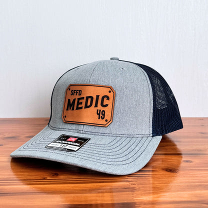 Custom Firefighter Leather Patch Hat (Apparatus & Dept. Initials)