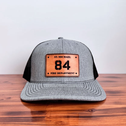 Custom Firefighter Leather Patch Hat (Fire Dept. Name & Station #)