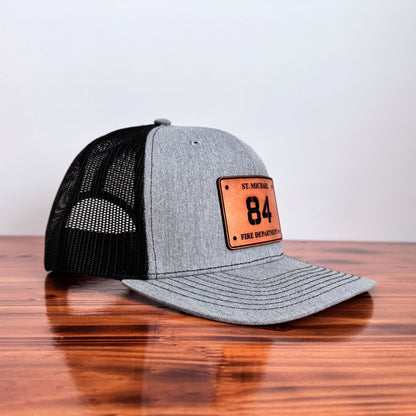 Custom Firefighter Leather Patch Hat (Fire Dept. Name & Station #)