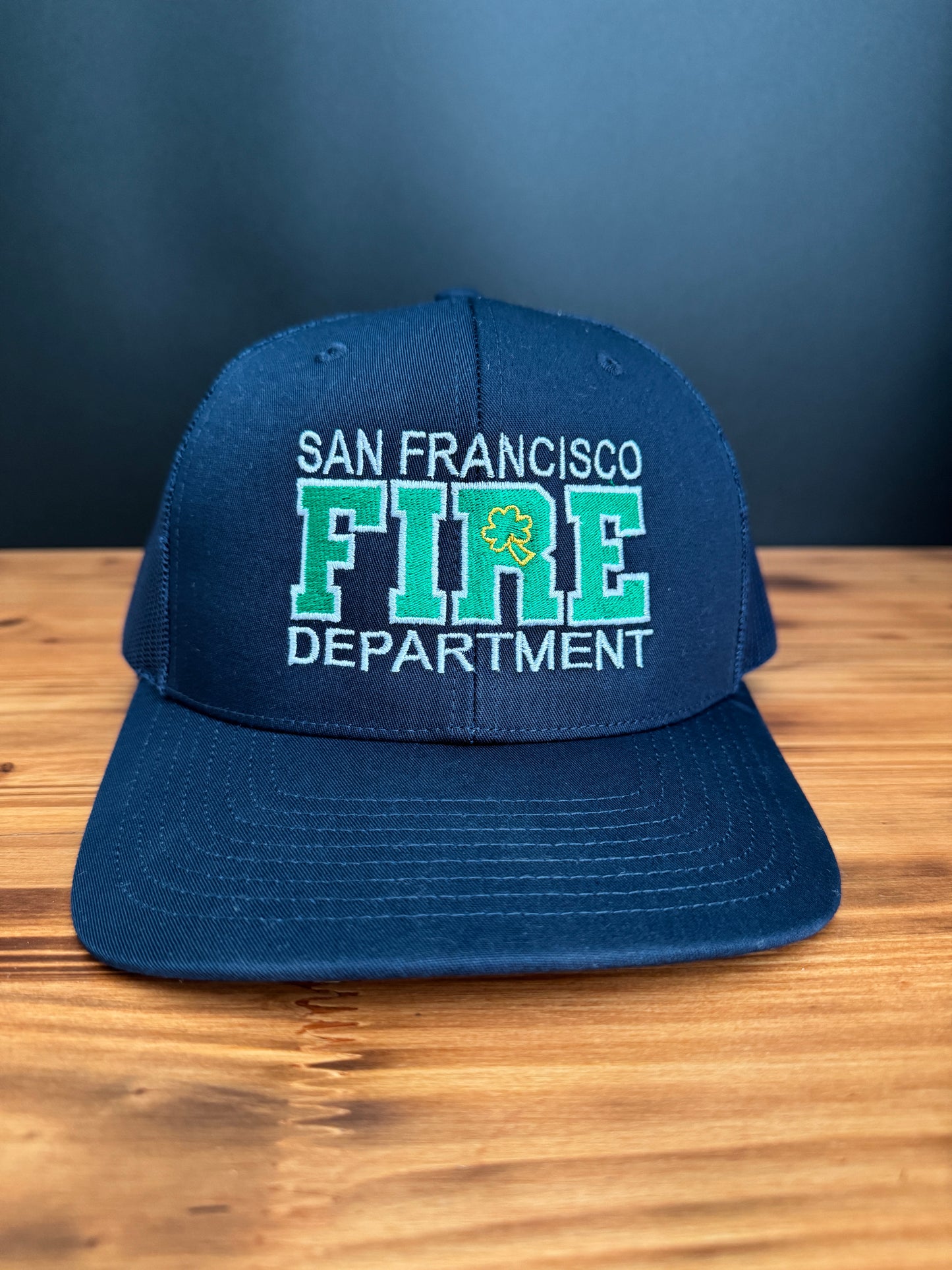 Custom Firefighter Shamrock Hat - Personalized Fire Department Hat with Embroidered FIRE & Shamrock