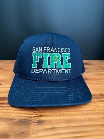 Custom Firefighter Shamrock Hat - Personalized Fire Department Hat with Embroidered FIRE & Shamrock