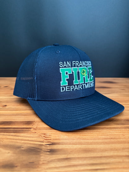 Custom Firefighter Shamrock Hat - Personalized Fire Department Hat with Embroidered FIRE & Shamrock