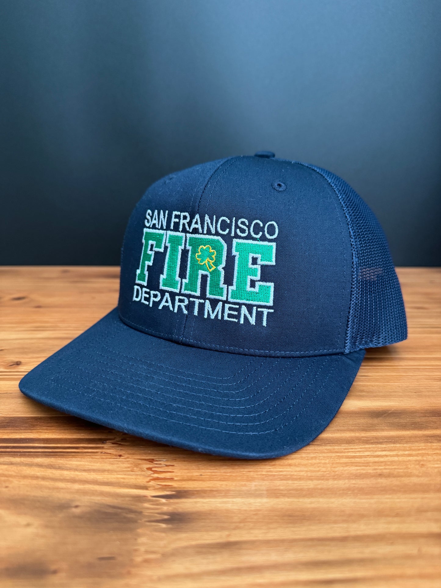 Custom Firefighter Shamrock Hat - Personalized Fire Department Hat with Embroidered FIRE & Shamrock