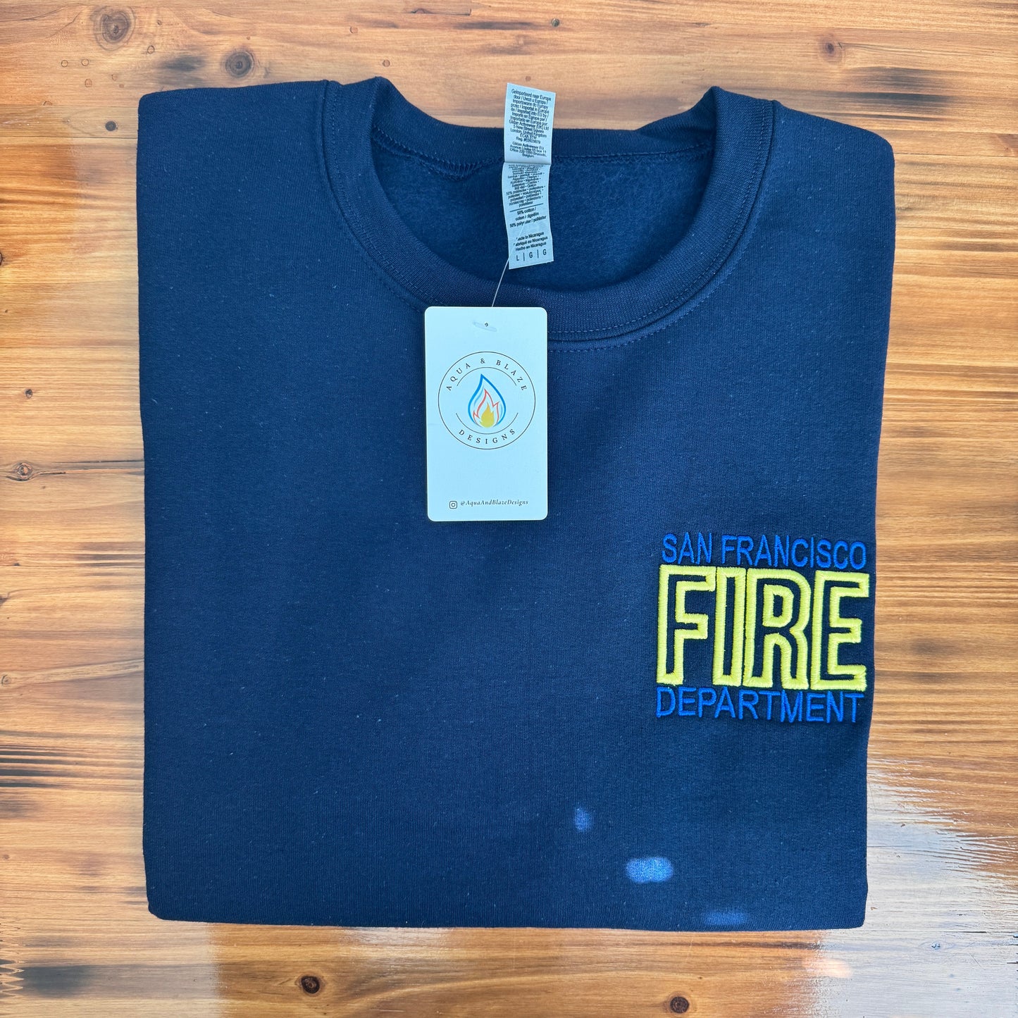 Custom Firefighter Sweatshirt (3D Puff FIRE Outline)