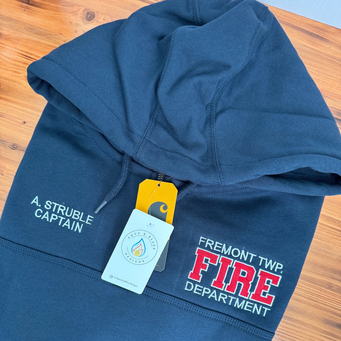 Custom Firefighter Quarter-Zip Carhartt Hoodie (Varsity Style)