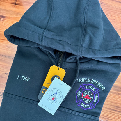 Custom Firefighter Quarter-Zip Carhartt Hoodie with Maltese Cross