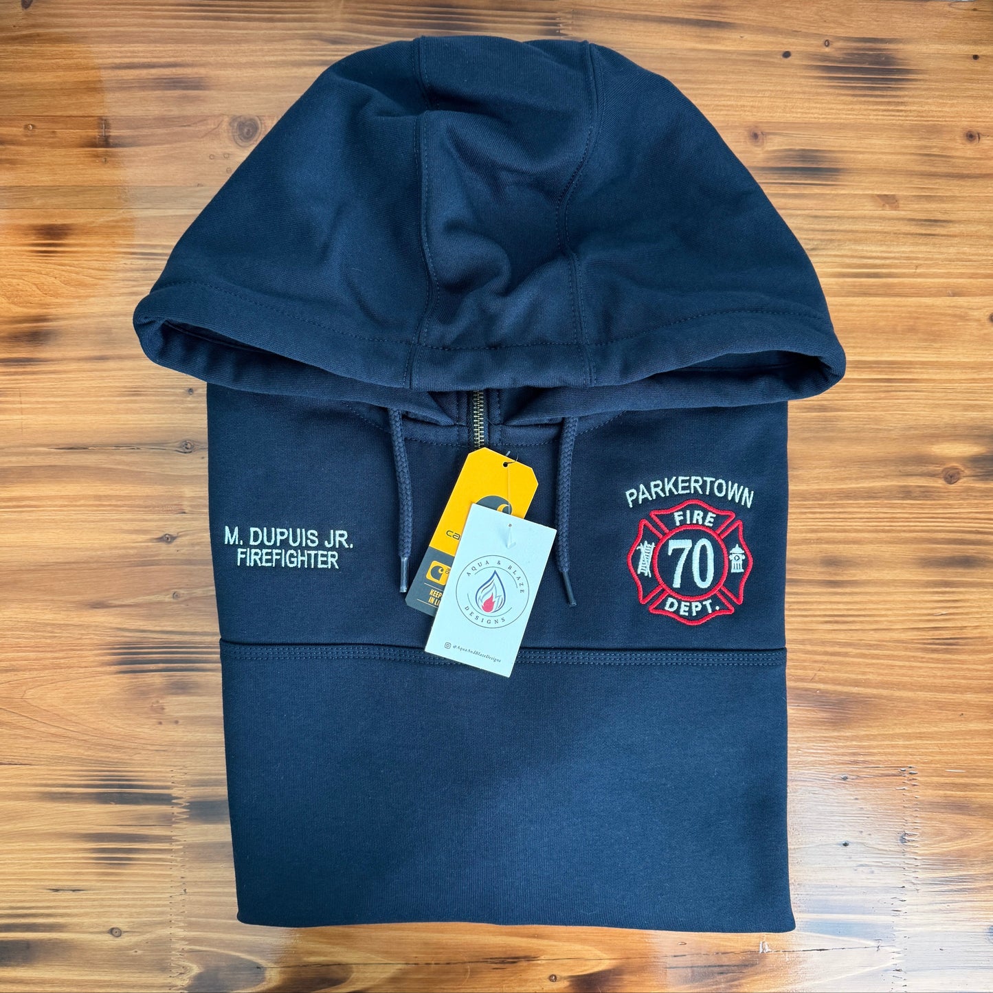 Custom Maltese Cross Firefighter Quarter-Zip Carhartt Hoodie