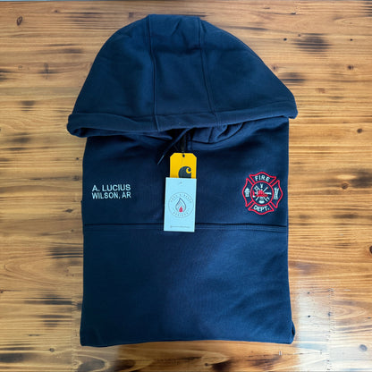 Custom Firefighter Quarter-Zip Carhartt Hoodie with Maltese Cross
