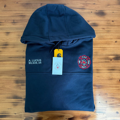 Custom Firefighter Quarter-Zip Carhartt Hoodie with Maltese Cross