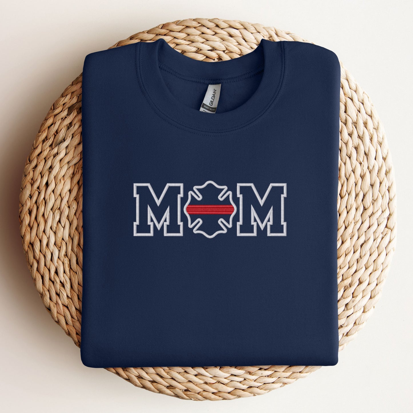Firefighter Mom Sweatshirt (Thin Red Line Maltese Cross)