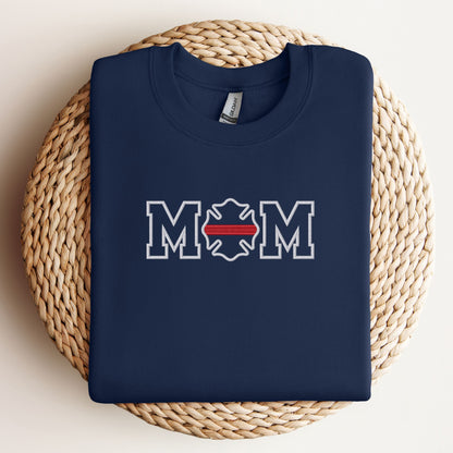 Firefighter Mom Sweatshirt (Thin Red Line Maltese Cross)