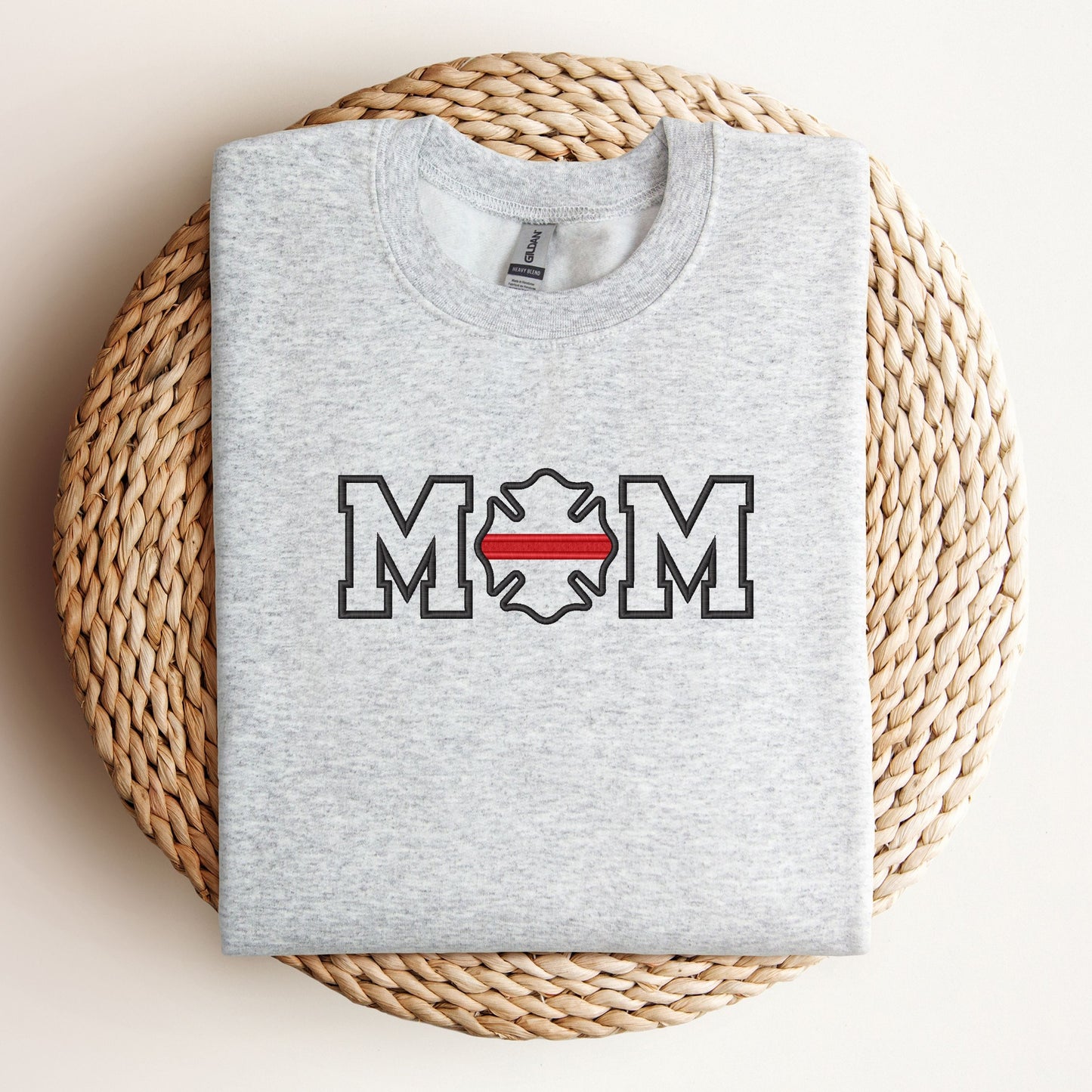 Firefighter Mom Sweatshirt (Thin Red Line Maltese Cross)