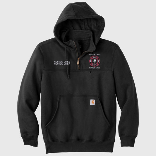 Custom Maltese Cross Firefighter Quarter-Zip Carhartt Hoodie