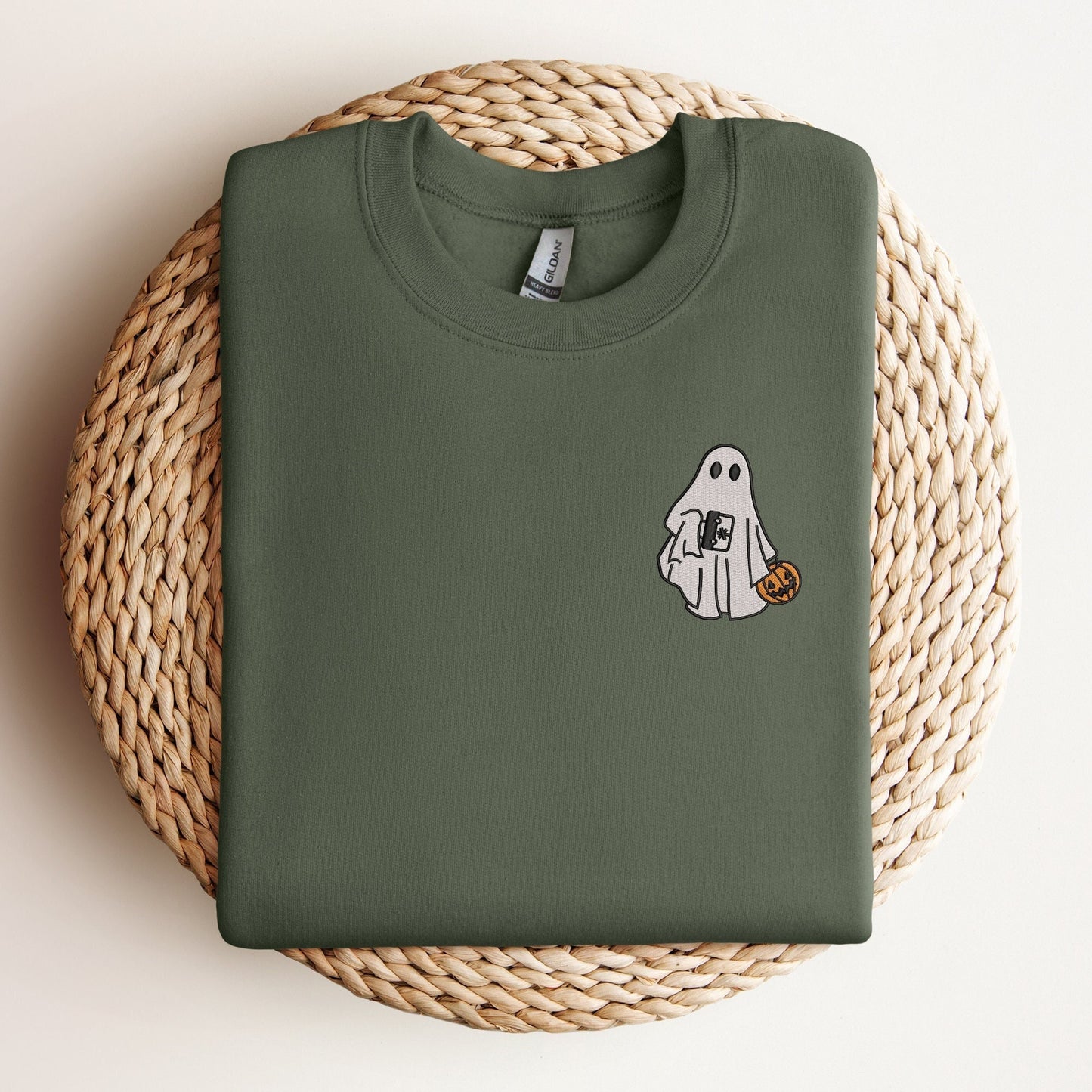 EMT Ghost Halloween Sweatshirt – Cute Embroidered First Responder Sweater with Medical Bag