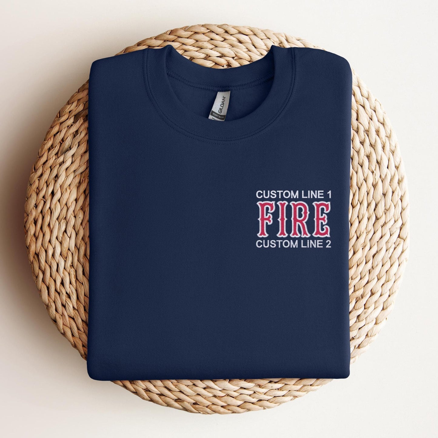 Navy Crewneck Sweatshirt with Custom Fire Department Name