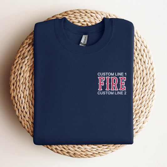 Navy Crewneck Sweatshirt with Custom Fire Department Name