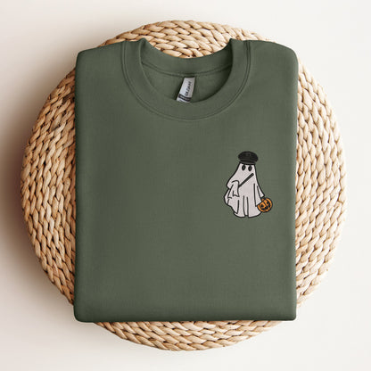 Police officer ghost embroidered sweatshirt spooky season crewneck